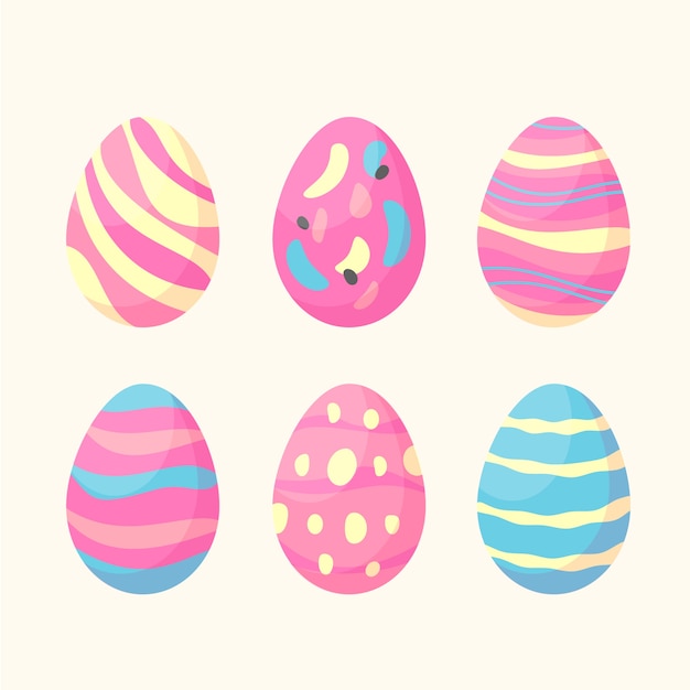 Hand-drawn easter day egg collection design