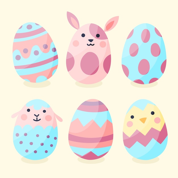 Free vector hand-drawn easter day egg collection design