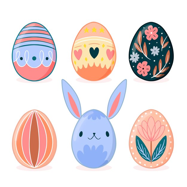 Free vector hand-drawn easter day egg collection design