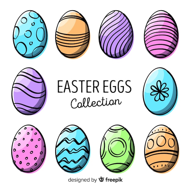 Free vector hand drawn easter day egg collection