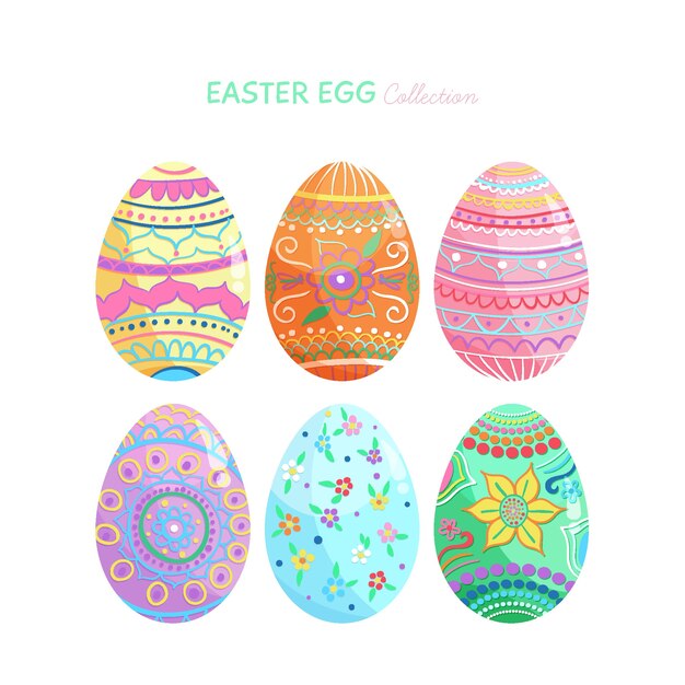 Hand drawn easter day egg collection