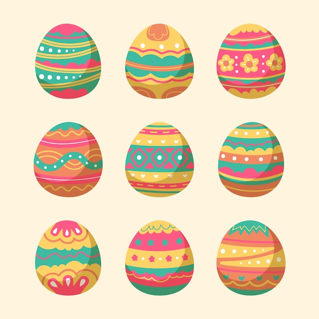 Free vector hand drawn easter day egg collection