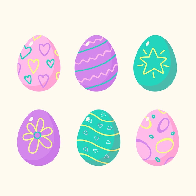 Free vector hand drawn easter day egg collection