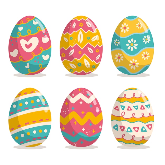 Hand drawn easter day egg collection