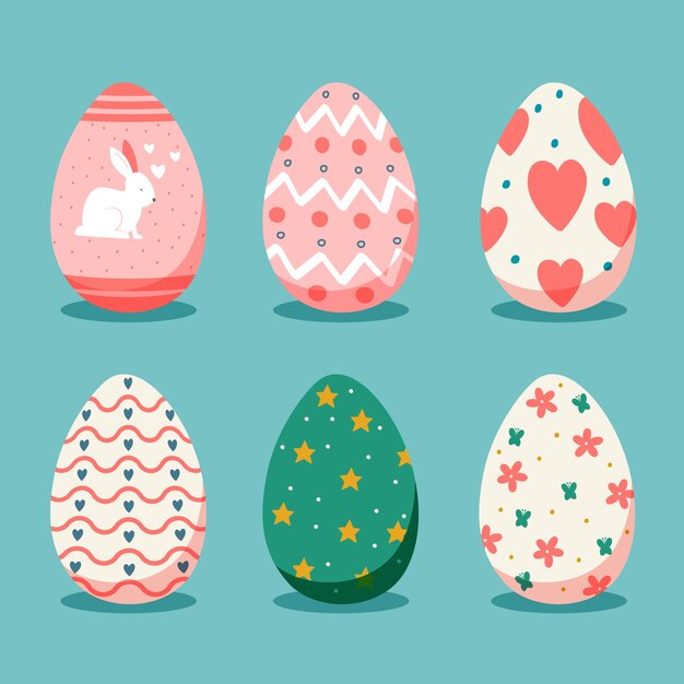 Hand-drawn easter day egg collection