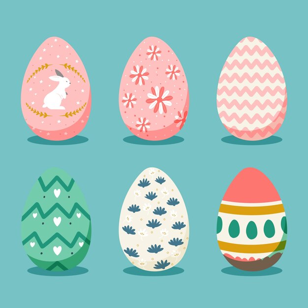 Hand-drawn easter day eggs