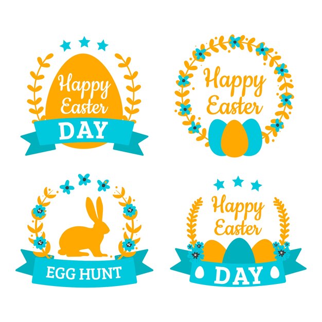 Hand drawn easter day label/badge collection