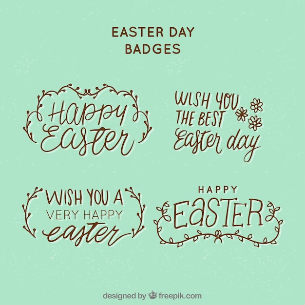 Free vector hand drawn easter day label/badge collection