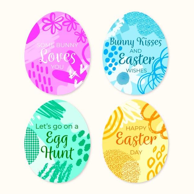 Hand-drawn easter day label collection