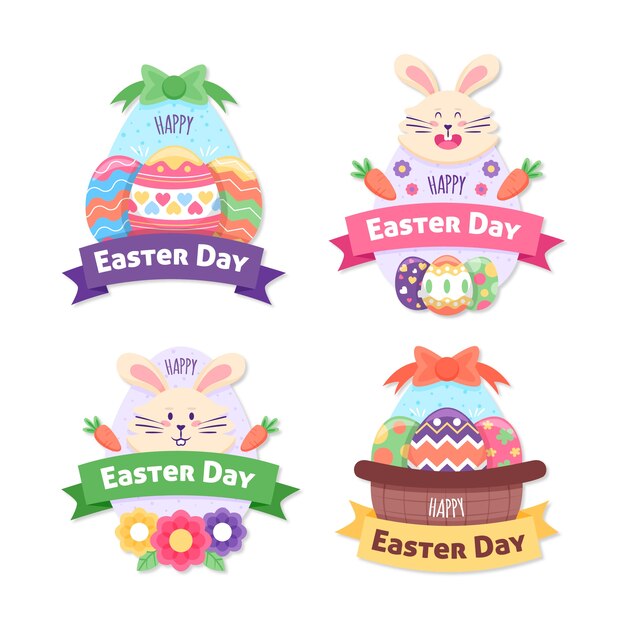 Hand drawn easter day label collection