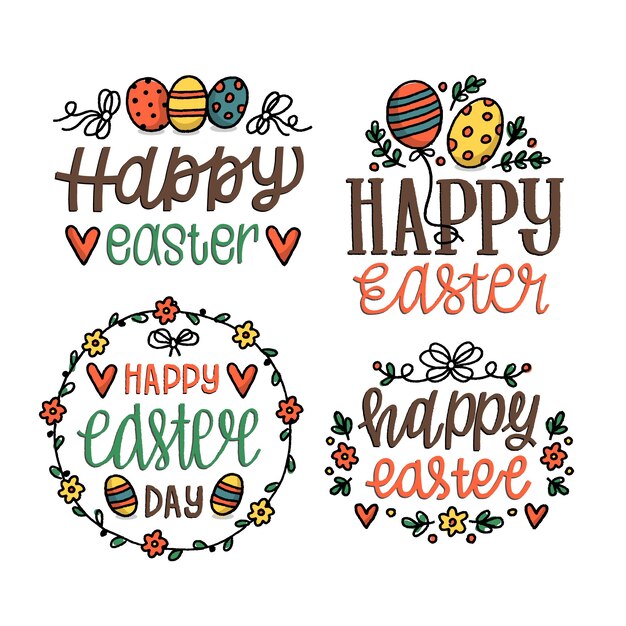 Free vector hand drawn easter day label collection