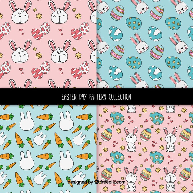 Free vector hand drawn easter day pattern collection