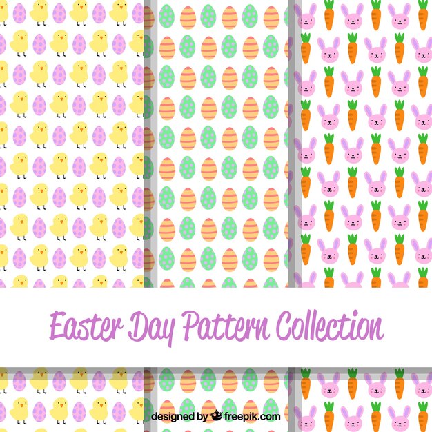 Hand drawn easter day pattern collection