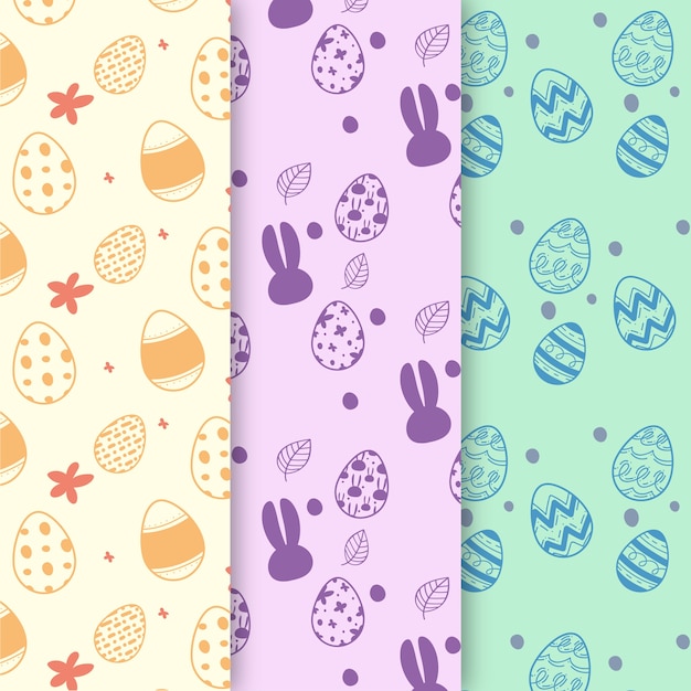 Free vector hand drawn easter day pattern collection