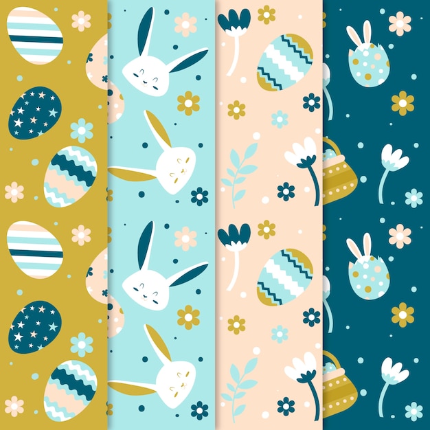 Free vector hand drawn easter day pattern collection