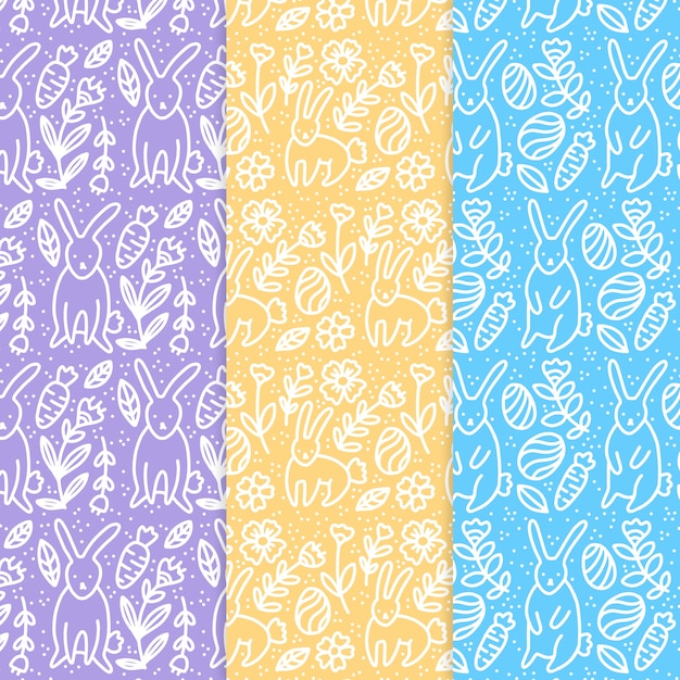 Free vector hand drawn easter day pattern set