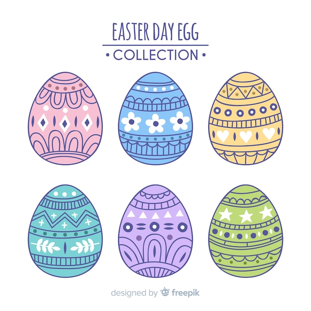 Vettore gratuito collezione di uova di pasqua disegnata a mano