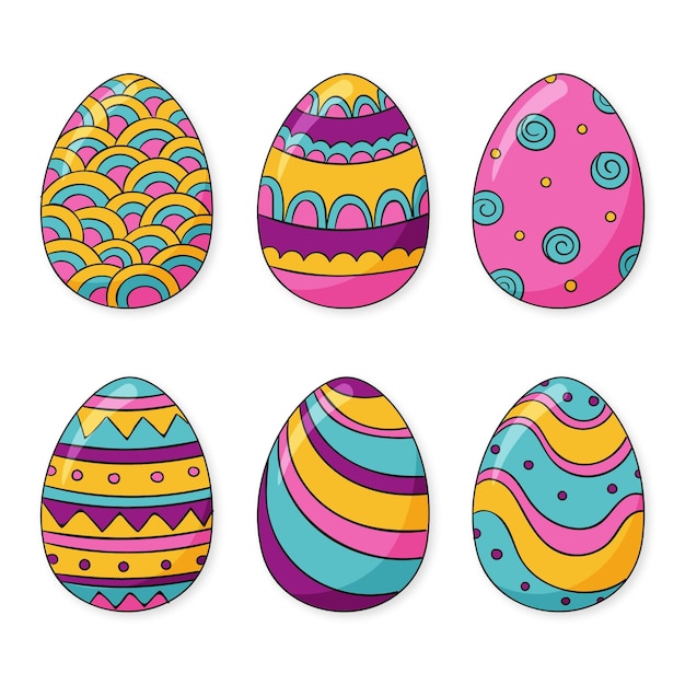 Бесплатное векторное изображение Коллекция рисованной пасхальных яиц