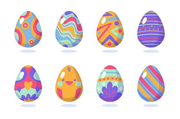 Free vector hand-drawn easter egg collection