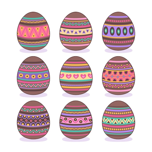 Free vector hand drawn easter egg collection