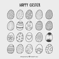 Free vector hand drawn easter eggs card