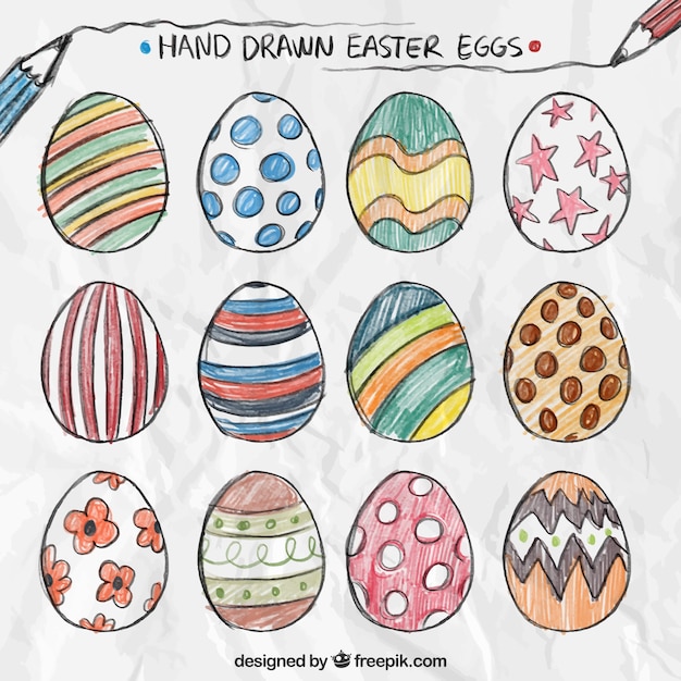 Hand drawn easter eggs