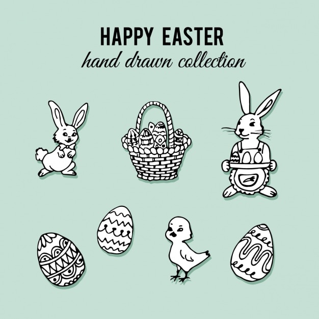 Free vector hand drawn easter  element collection