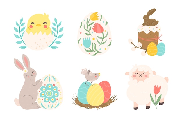 Free vector hand drawn easter element collection