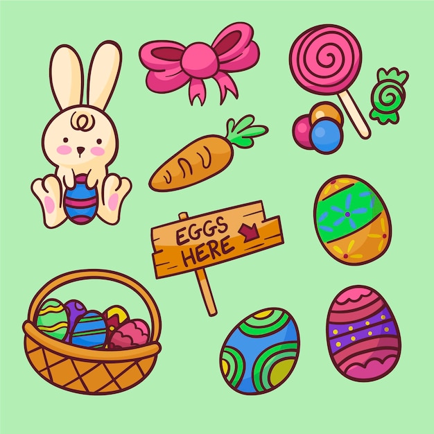 Free vector hand drawn easter element collection