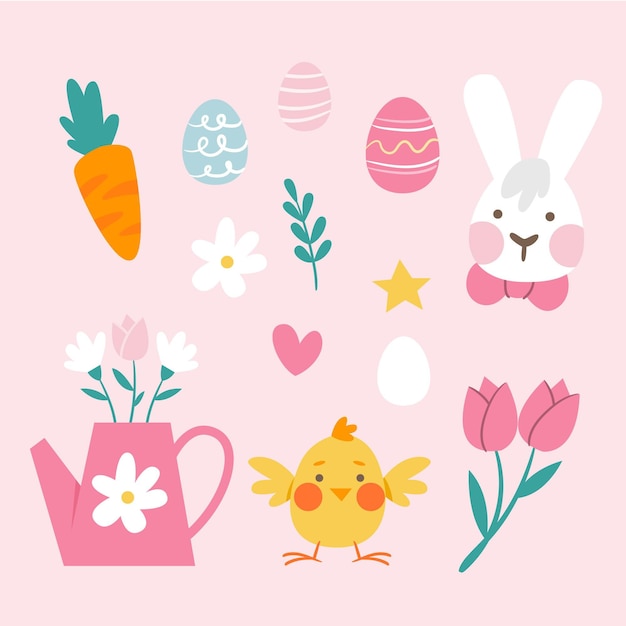 Free vector hand drawn easter element collection