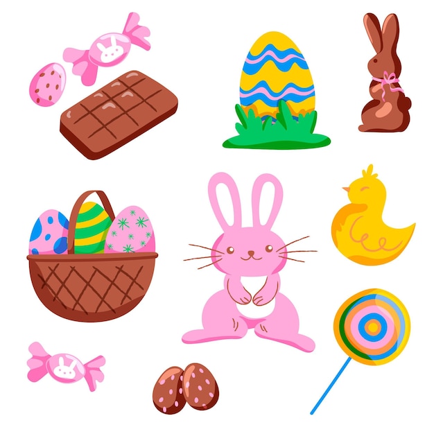 Free vector hand drawn easter element collection