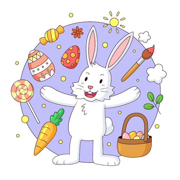 Vettore gratuito collezione di elementi di pasqua disegnati a mano