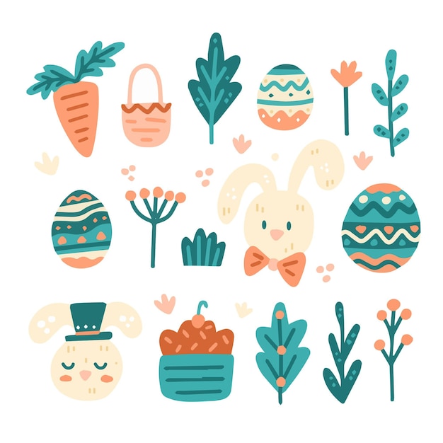 Free vector hand drawn easter element collection