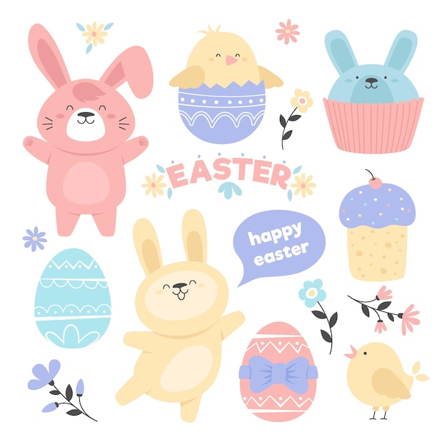 Free vector hand drawn easter element collection