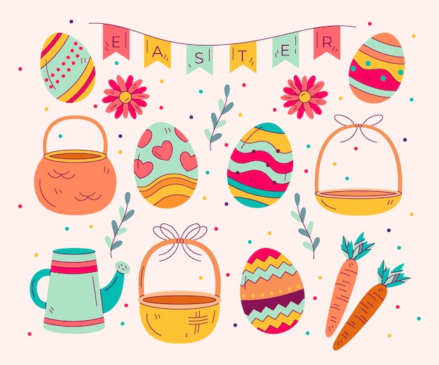 Free vector hand drawn easter element collection