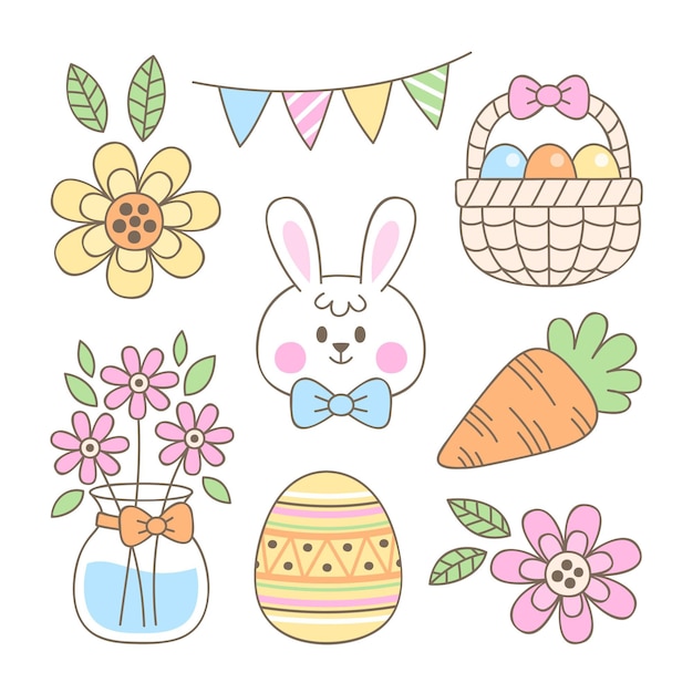 Free vector hand drawn easter element collection