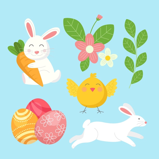 Free vector hand drawn easter element collection