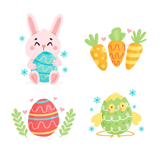 Hand drawn easter element collection