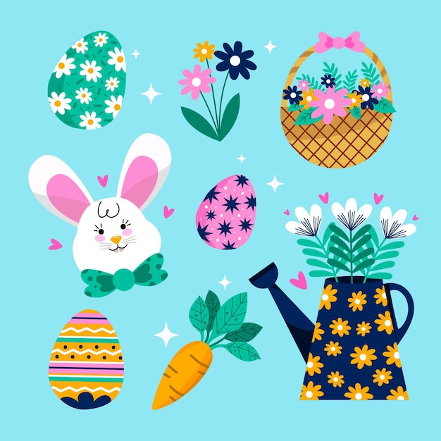 Hand drawn easter element collection