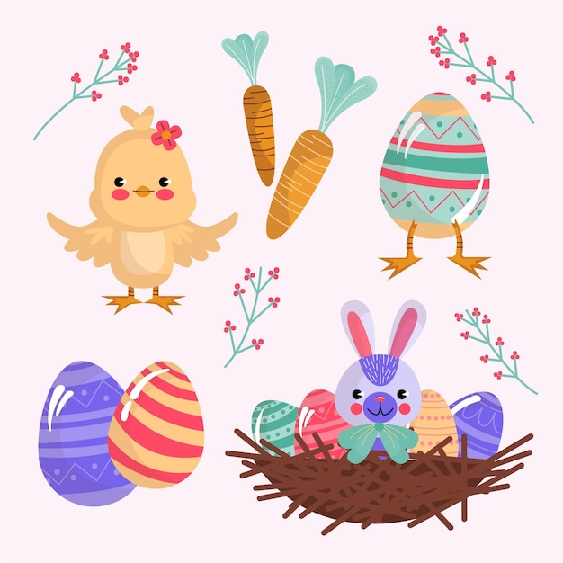 Free vector hand drawn easter element collection