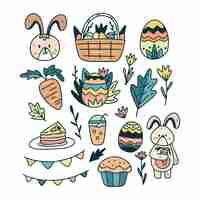 Free vector hand drawn easter element collection