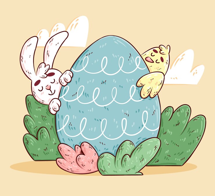無料Vector 手描きのイースターイラスト