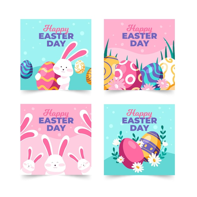 Hand drawn easter instagram posts collection