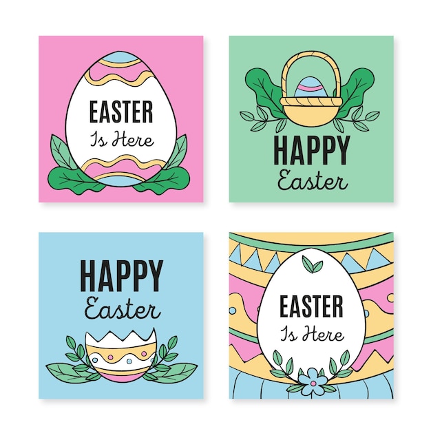 Free vector hand drawn easter instagram posts collection