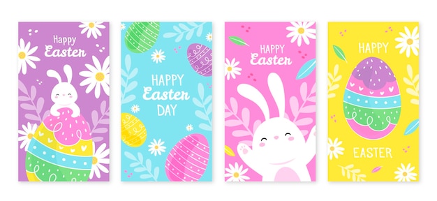 Free vector hand drawn easter instagram stories collection