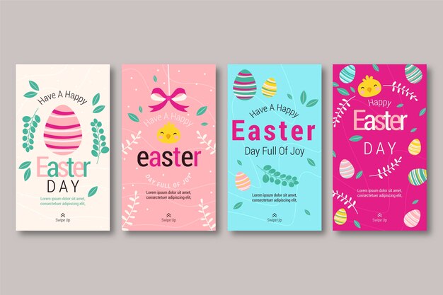 Free vector hand drawn easter instagram stories collection