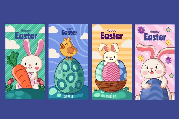 Hand drawn easter instagram stories collection