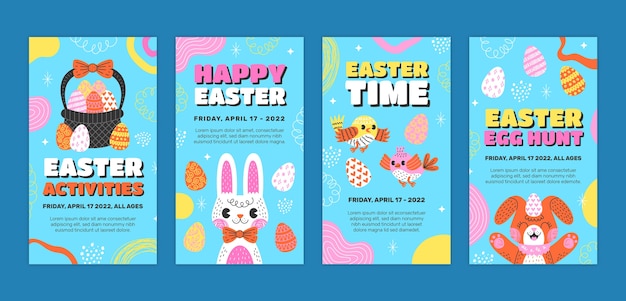 Hand drawn easter instagram stories collection