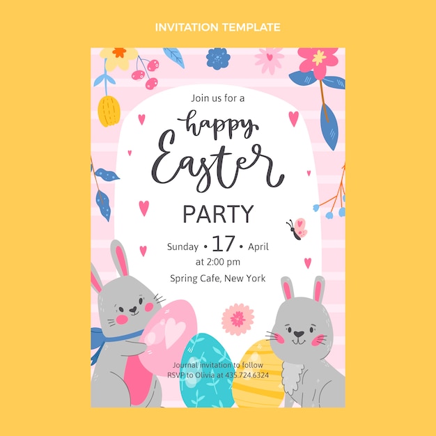 Free vector hand drawn easter invitation template