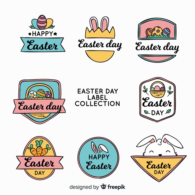 Hand drawn easter label collection